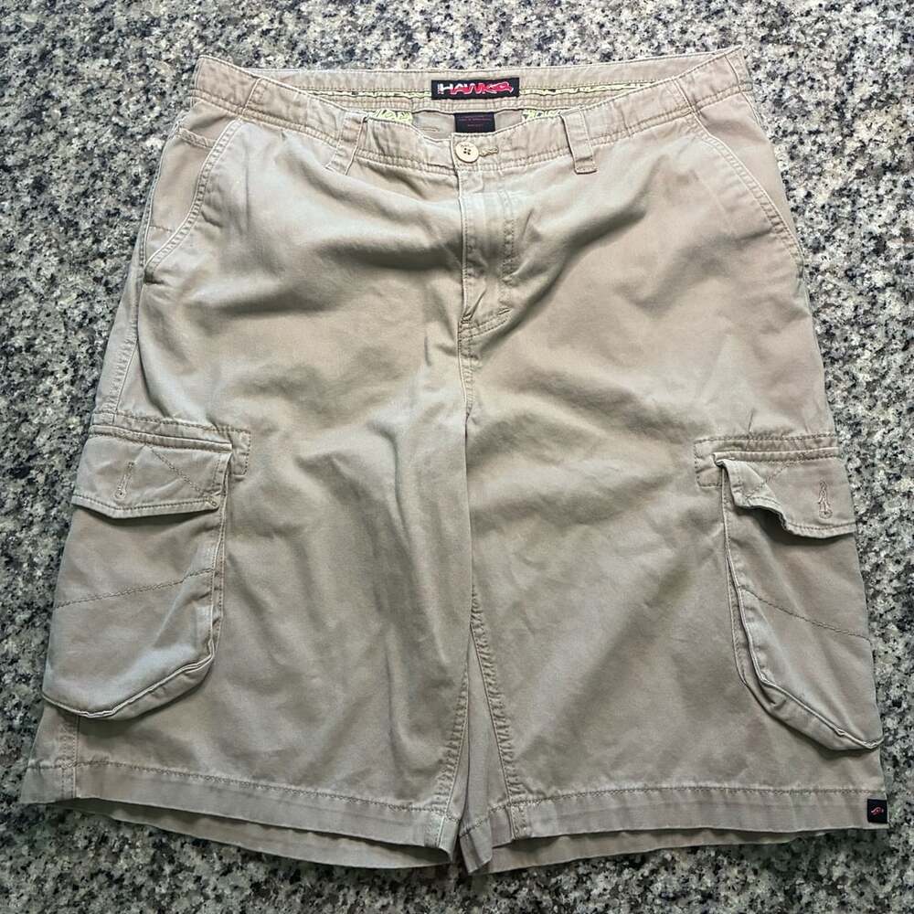 Tony Hawk Men's Tan Cargo Shorts with Metal Logo Detail Size 36